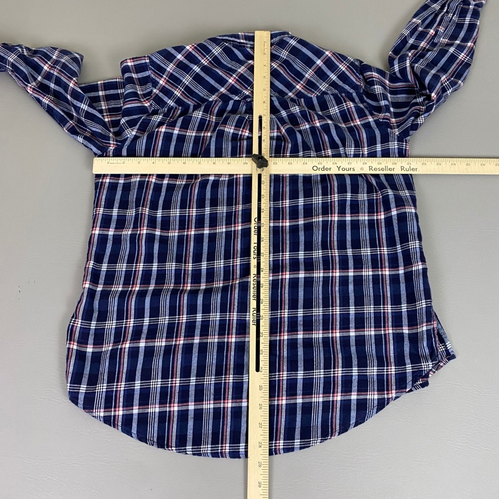 Sonoma Flannel Shirt Women's Size Large‎ Blue Red White Plaid Button Down Shirt - Picture 6 of 9